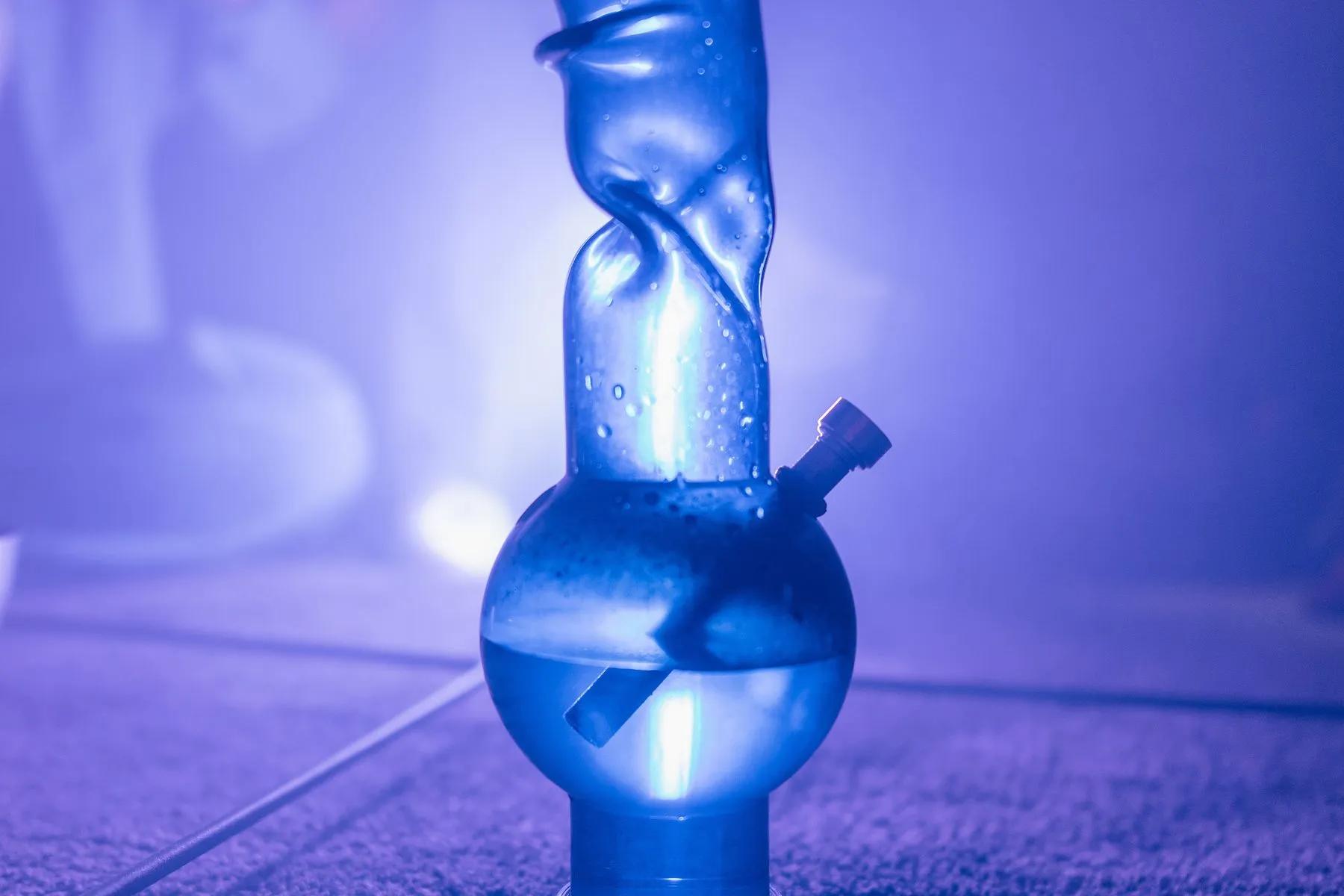Shelves of glass pipes, water pipes, and smoking accessories